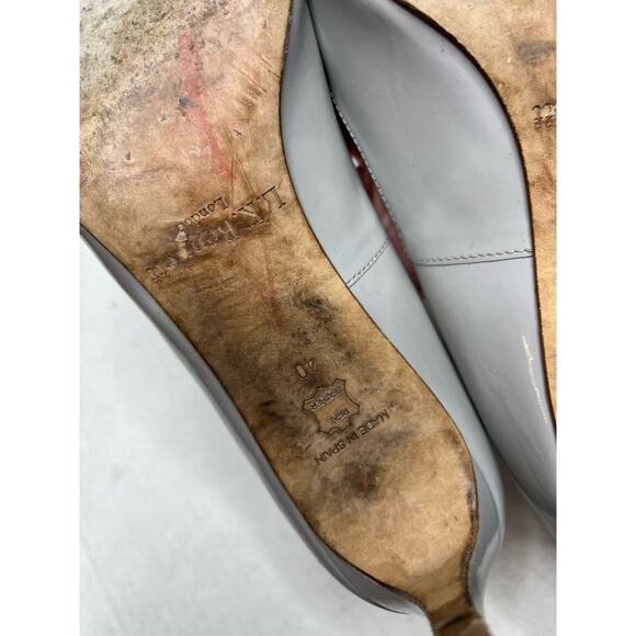 L.K. Bennett Designer Patent Leather Gray Pointed Toe Angelic Kitten Heels 9.5 - Picture 6 of 6